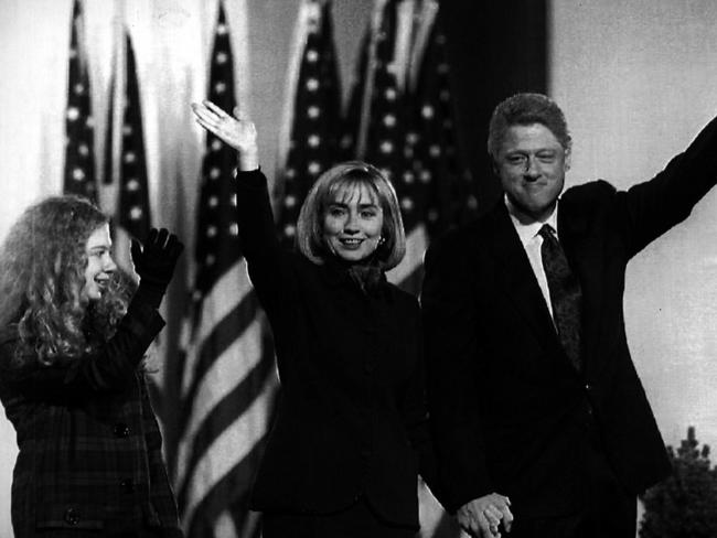 Arkansas Governor Bill Clinton with his wife Hillary and daughter Chelsea in 1993.