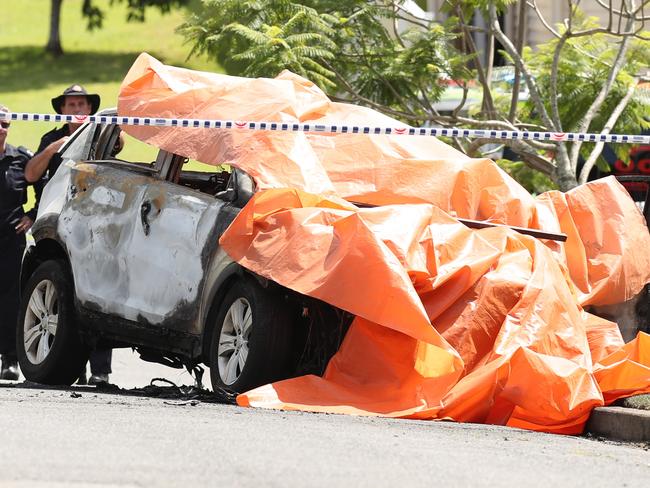 Police are on the scene of the fatal fire. Picture: Lyndon Mechielsen/The Australian