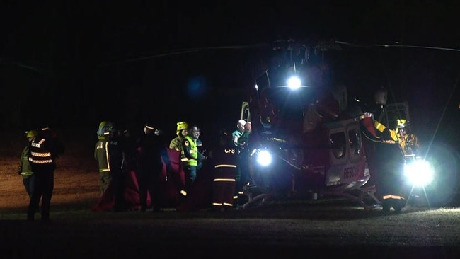 Emergency workers at Beach Road, Goolwa, after Charlie was hit. Picture: Gary Juleff