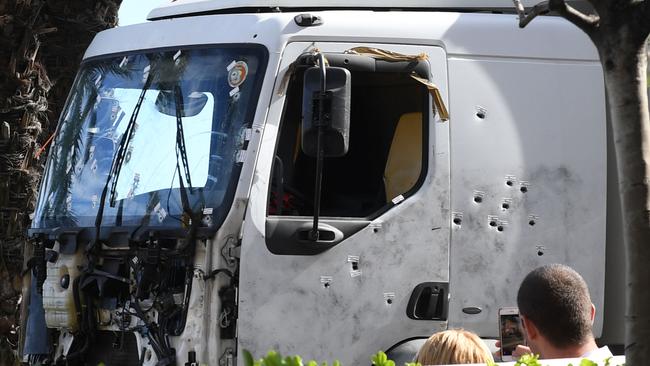 A truck was driven into crowds celebrating Bastille Day in the French Riviera city of Nice on July 15, 2016. Picture: AFP / BORIS HORVAT