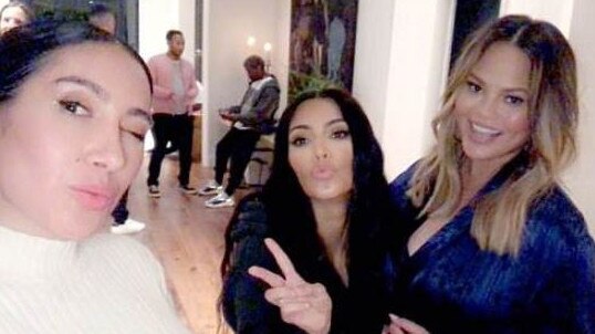 Hairstyles of the rich and famous ... Jen Atkin in a selfie with Kim Kardashain and Chrissy Teigen at the latter’s baby shower.