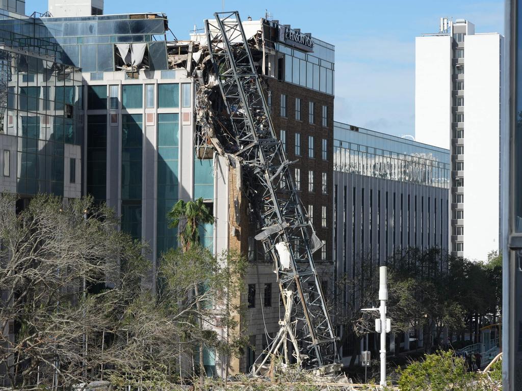 A crane collapsed into a building in downtown St Petersburg. Picture: AFP