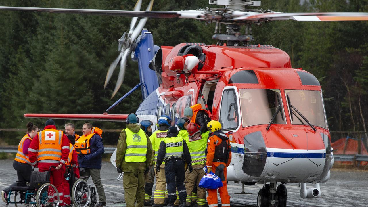 Five rescue helicopters were needed to save passengers on board the Viking Cruise ship. Picture: Svein Ove Ekornesvag/NTB Scanpix via AP.