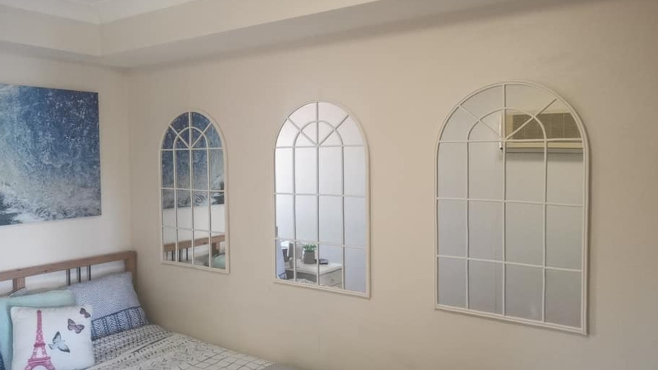 Jess currently has the mirrors hanging in a spare bedroom until she finishes building her dream home. Picture: Facebook