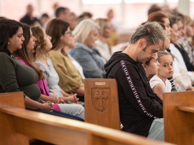 The mass was to say prayers for Nicholas Tadros and his mother Vanessa. Picture: Julian Andrews