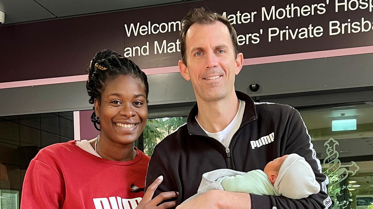 Queensland Firebirds star Romelda Aiken-George and former pro-basketballer husband Daniel George are, “soaking up little cuddles” with their new bundle of joy, Gianna George.