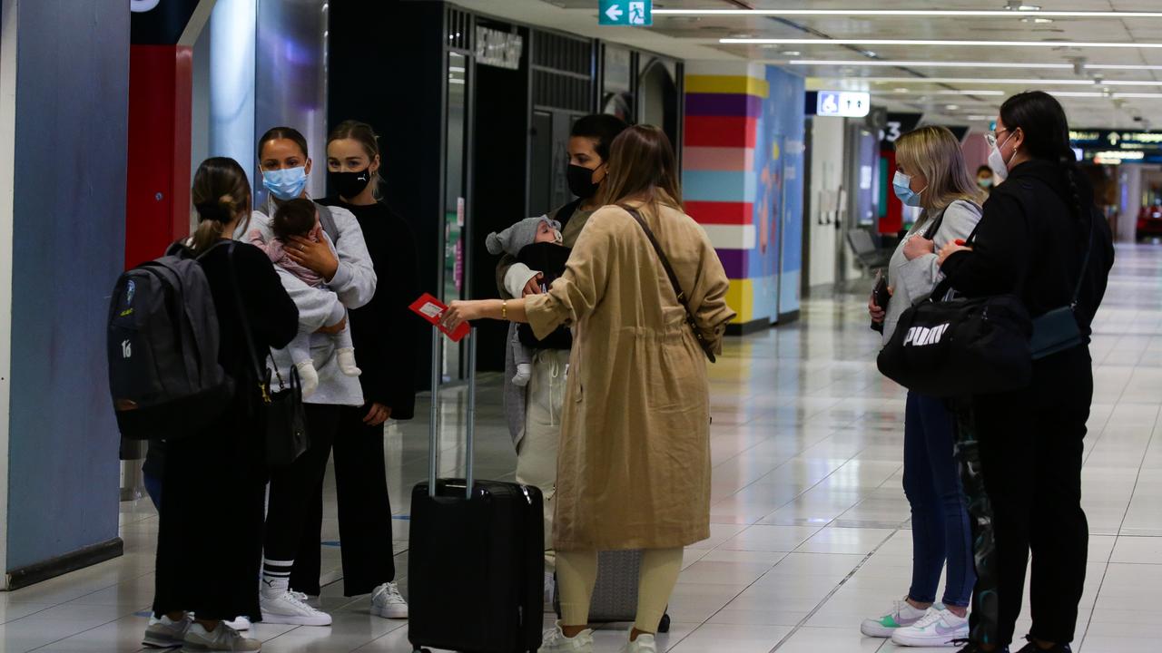 The families of NRL players flew to Queensland on Tuesday. Picture: NCA Newswire/Gaye Gerard