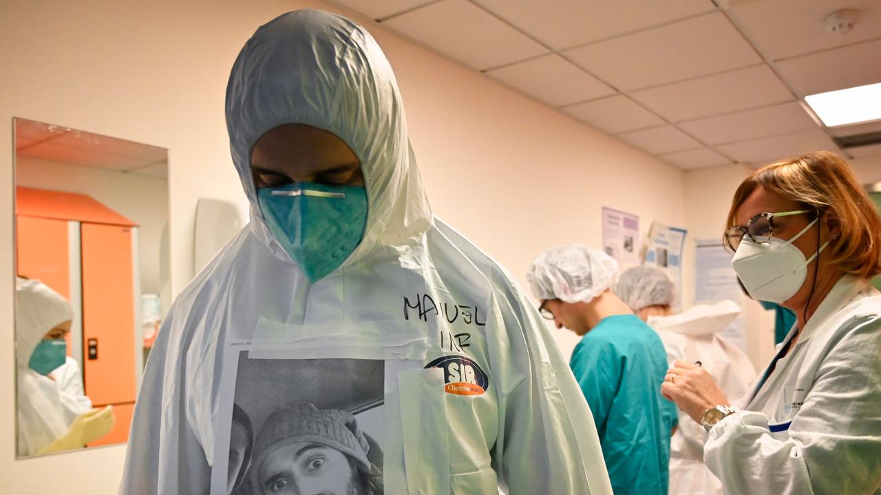 Medical workers of the Covid-19 intensive care unit at the Santo Stefano hospital in Prato, near Florence, Tuscany. Picture: AFP