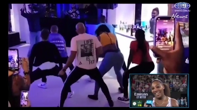 Serena Williams shows off her dance moves (Nine)