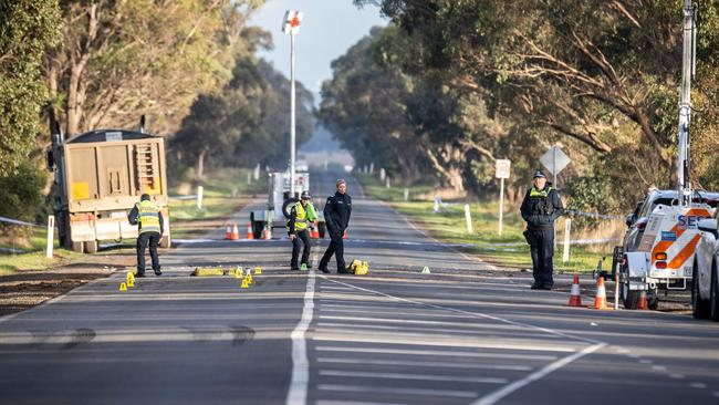 The truck remains about 100m from the crash site. Picture: Jake Nowakowski