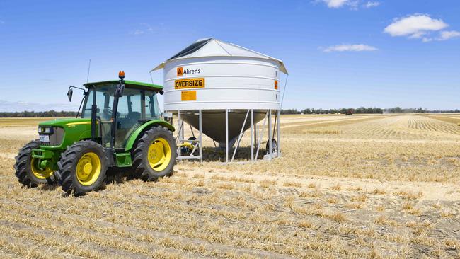 A barley crop being harvested at Rupanyup, 290km northwest of Melbourne. Picture: Dannika Bonser