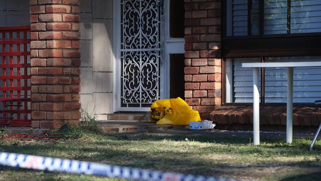 Police at the home in Ingleburn after Alex Ioane was killed at a house party.