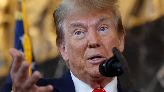 Republican presidential candidate and former US President Donald Trump talks reporters at the International Brotherhood of Teamsters headquarters on January 31, 2024 in Washington, DC. (Photo by CHIP SOMODEVILLA / GETTY IMAGES NORTH AMERICA / Getty Images via AFP)