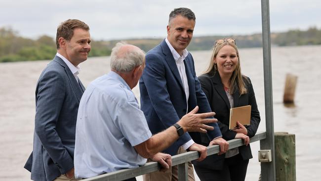 Premier Peter Malinauskas and Treasurer Stephen Mullighan during a visit to Mannum. Picture: David Mariuz