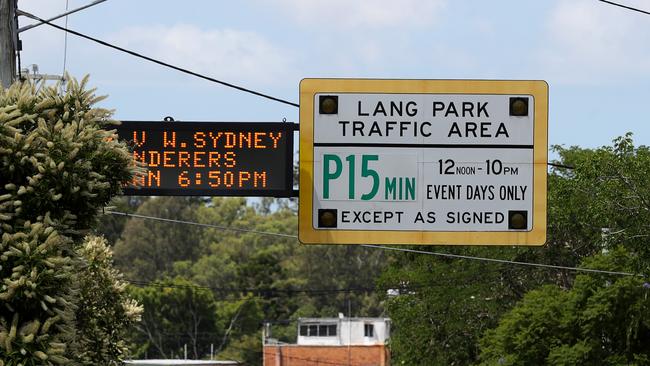 The Lang Park Traffic Area sign on Milton Road in Auchenflower. Pics Tara Croser.