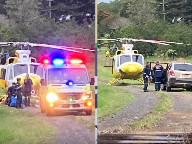 Rescue chopper prepares to fly survivor from scene of tragic fatal accident near Kandanga on September 28.