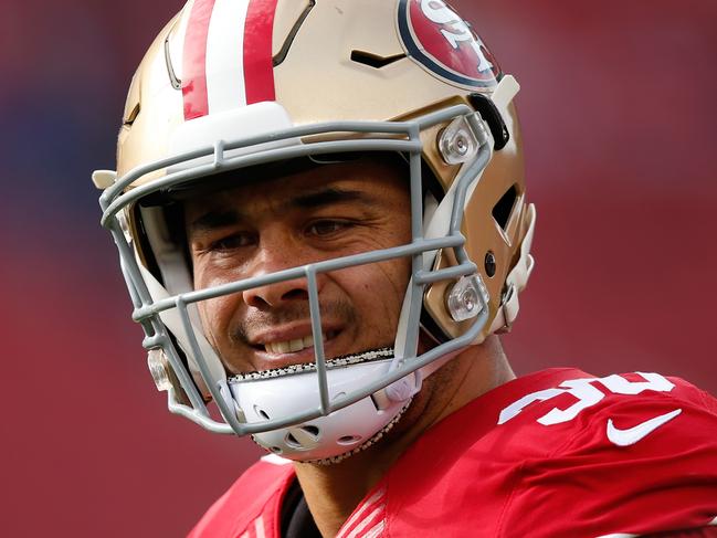 SANTA CLARA, CA - JANUARY 03: Jarryd Hayne #38 of the San Francisco 49ers warms up prior to playing the St. Louis Rams in their NFL game at Levi's Stadium on January 3, 2016 in Santa Clara, California. (Photo by Ezra Shaw/Getty Images)