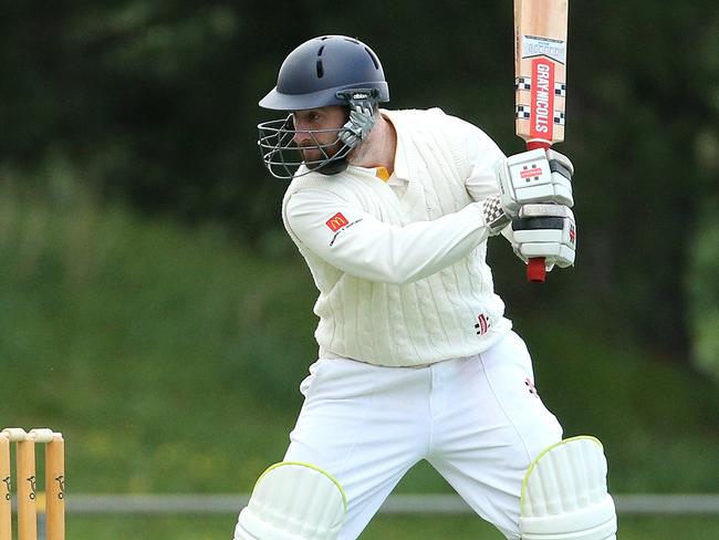 Cameron Taylor of Heidelberg West batting during NMCA (Jika Shield): Heidelberg West v Cameron on Saturday, October 19, 2019, in Blackburn North, Victoria, Australia. Picture: Hamish Blair