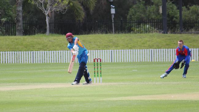 Safe hands at the crease. Blake Cattle batting for Greater Illawarra in the Bradman Cup. Picture: Kevin Merrigan