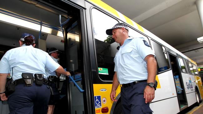 Police check for free loaders on a Surfside Bus.