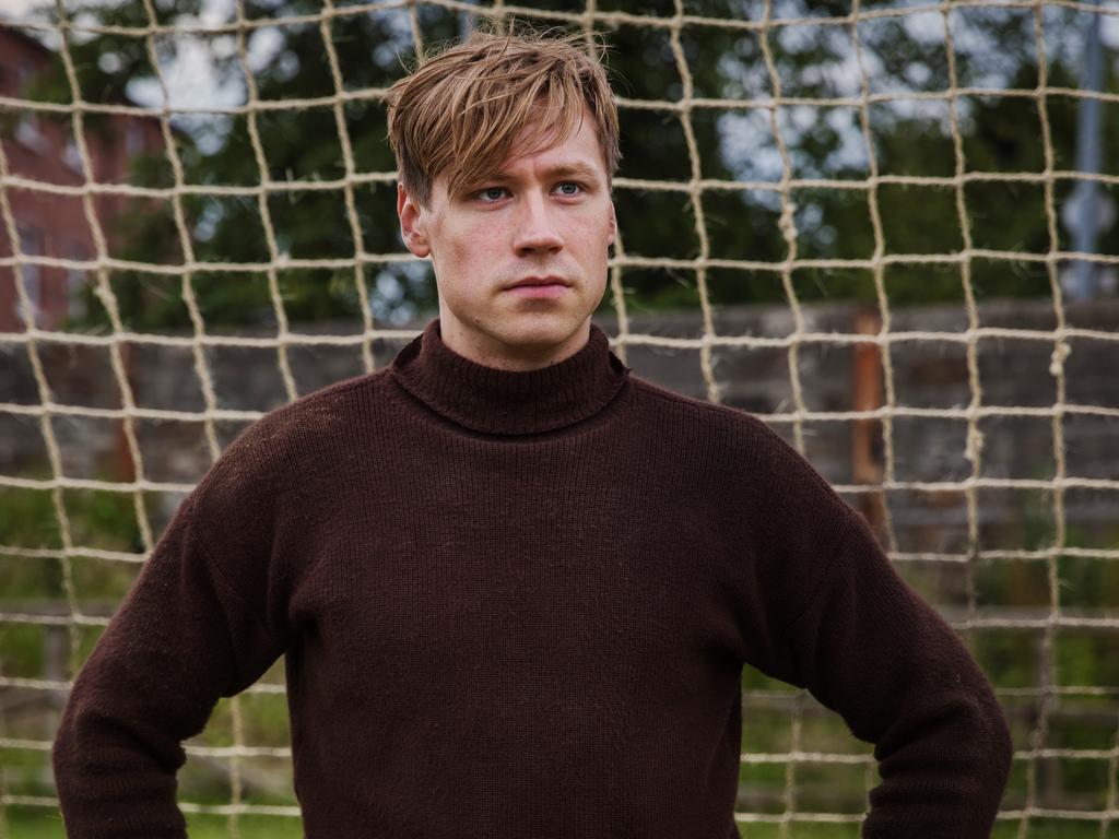 Bert Trautmann (David Kross) in a scene from The Keeper.