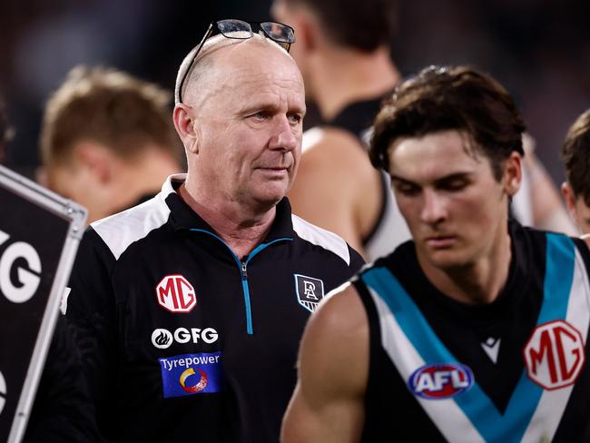 Ken Hinkley must swing changes this week according to super coach Malcolm Blight. Picture: Michael Willson/AFL Photos via Getty Images.