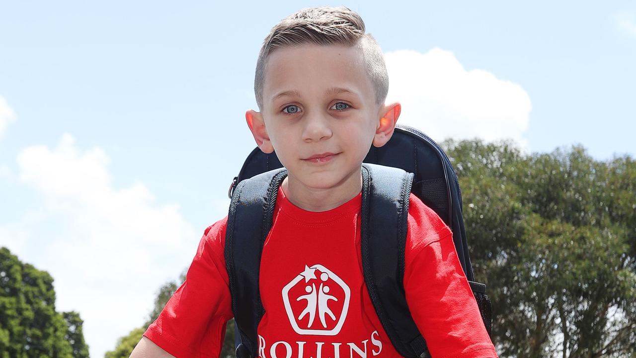 Tyson Moxon was born weighing just 1.6kg - but five years later he's reached all this milestones and is about to reach another - starting school. Picture: Alan Barber