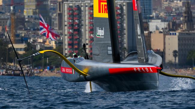 The AC75 Luna Rossa Prada Pirelli Team competing in the Louis Vuitton 37th America's Cup semi final against the NYYC American Magic. Picture: David Ramos/Getty Images