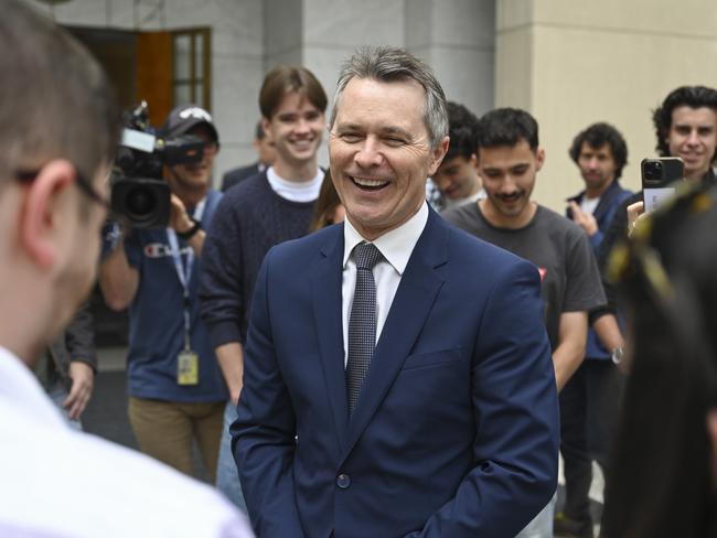 Education Minister Jason Clare meets with TAFE and university students. Picture: Martin Ollman