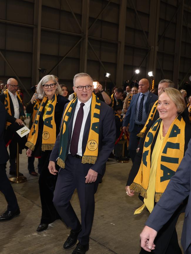 Prime Minister Anthony Albanese. in Syndey to greet athletes returning there. Picture: Rohan Kelly