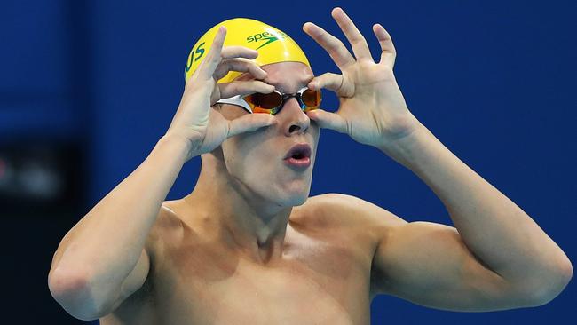 Australia's Mitch Larkin in his 100m backstroke Semi Final. Picture. Phil Hillyard