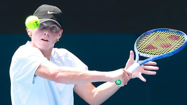 Cruz Hewitt was happy to be hitting with the World No. 1. (Photo by Kelly Defina/Getty Images)