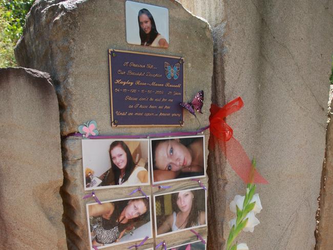 A memorial for Hayley Russell after she was killed by drink driver Dylan John Campbell in 2009.