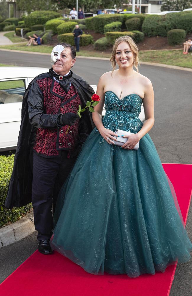 Georgianna Reisinger arrives at Mary MacKillop Catholic College formal at Highfields Cultural Centre, Thursday, November 14, 2024. Picture: Kevin Farmer