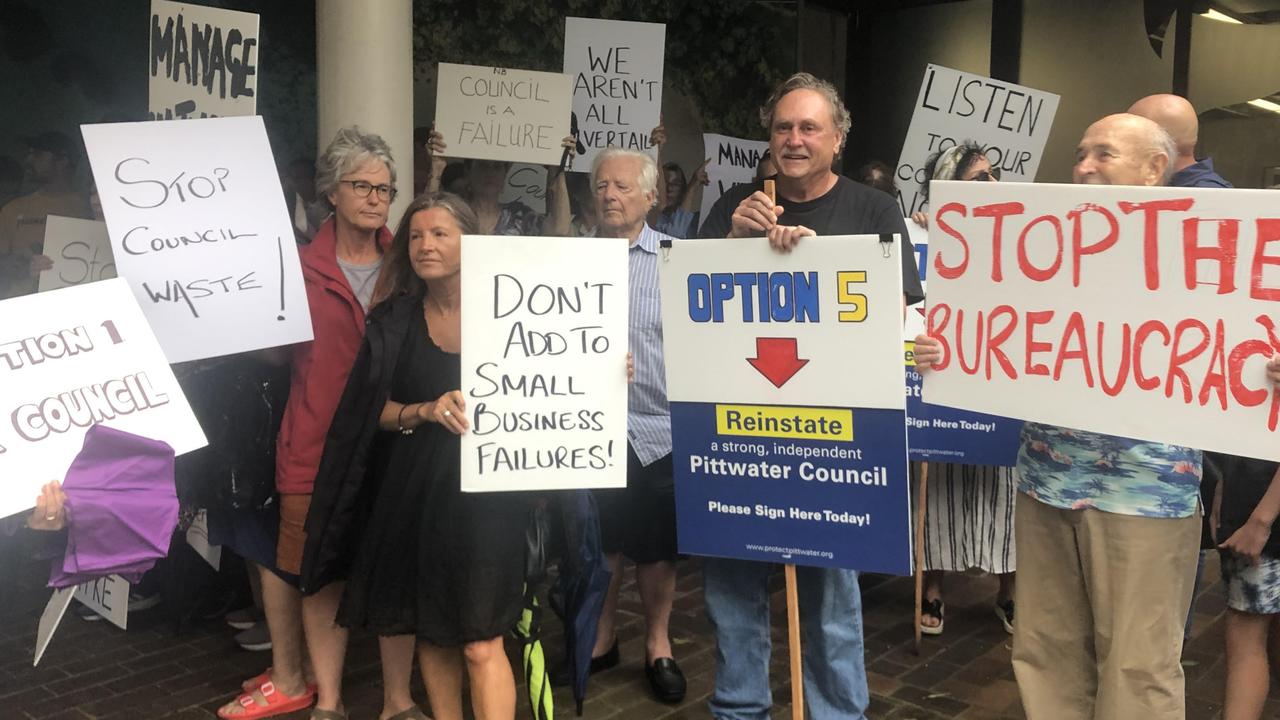 Dozens of ratepayers protested the Northern Beaches Council proposal to raise rates by almost 40 per cent.