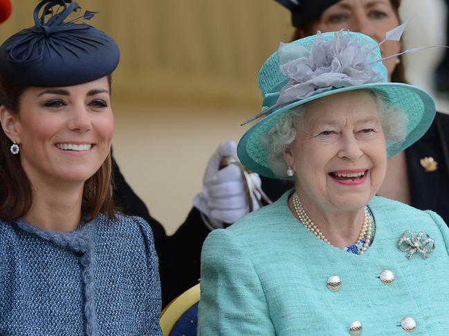 Britain's Queen Elizabeth II and Catherine, Duchess of Cambridge. Picture: AFP