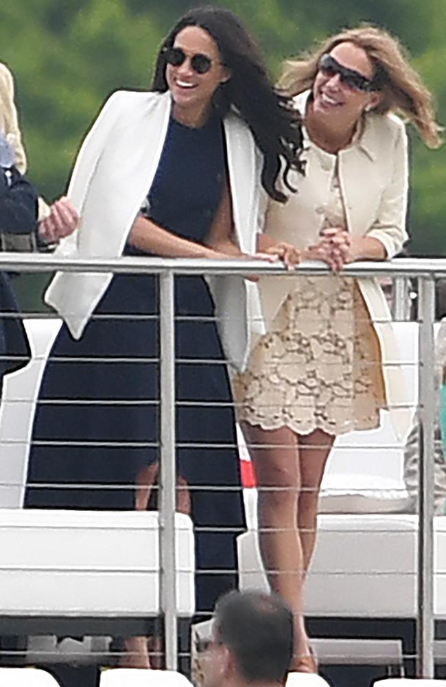 Meghan Markle looked relaxed as she watched Prince Harry play pool at Cowarth Polo Club in Ascot.