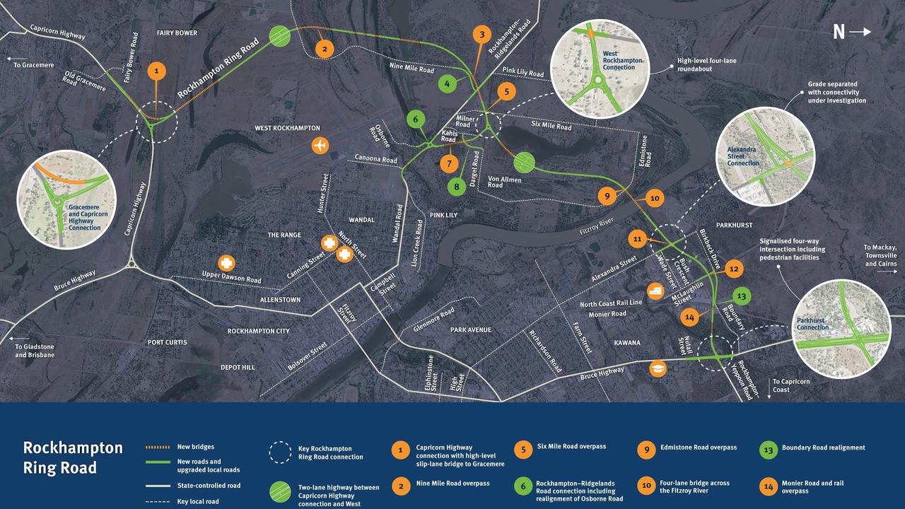 A map of the Rockhampton Ring Road from the Department of Transport and Main Roads.