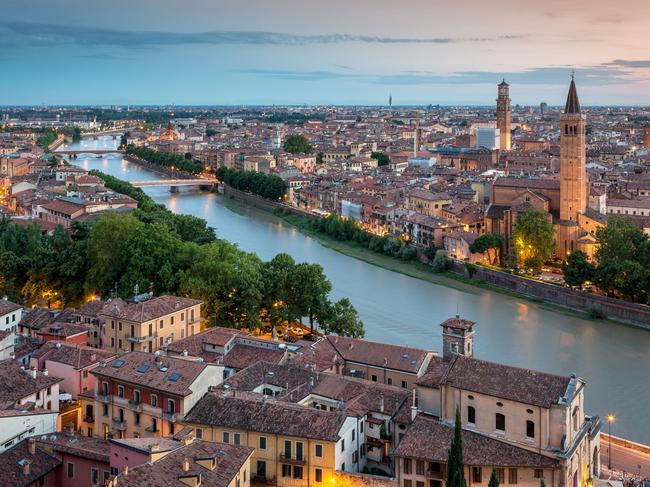 Cityscape of Verona, Italy, viewed from Castel San Pietro. istock