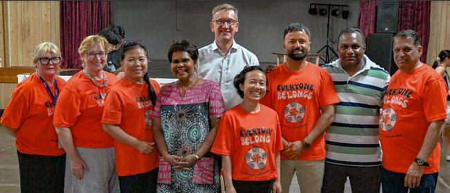 Multicultural Community Services of Central Australia committee and staff, left to right – Vanessa Pannan, Joy Taylor, Hilda Reeder, Josefina Wahing, Gagandeep Rahl, Gunalan Sivachelvan and Navin Bhatnagar.