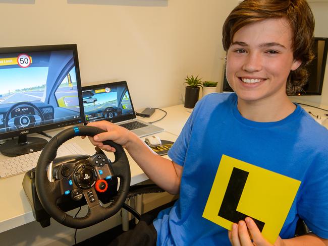 Zac Fuleky (16) is doing learning how to drive using an online simulator.Picture: Jay Town