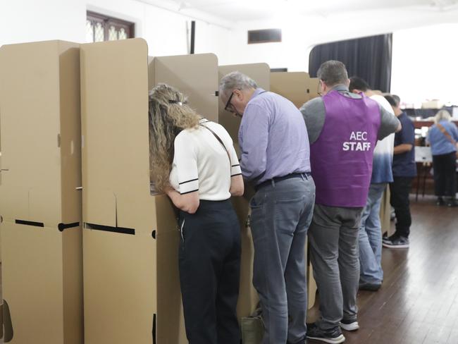 SYDNEY, AUSTRALIA - NewsWire - 24 APRIL 2025: A generic photograph of voters attending early voting centres in Sydney such as the St Stephen's Uniting Church (pictured).Picture: Christian Gilles / NewsWire