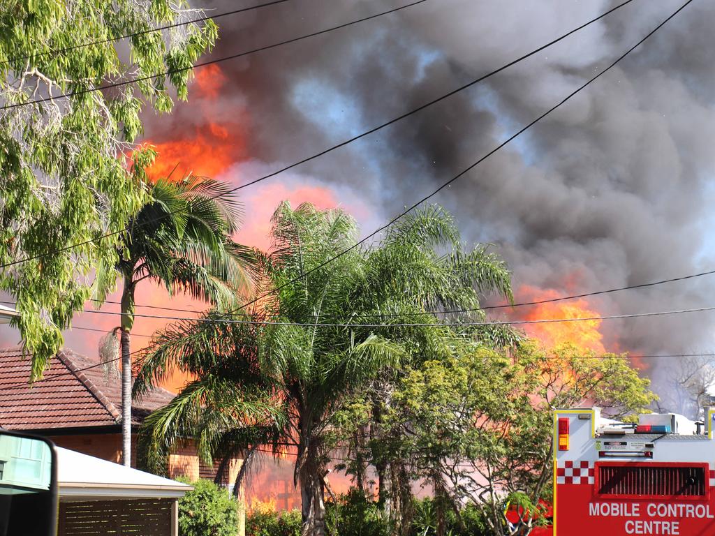 Neighbours said the flames were as high as 10m. Picture: George Pantarotas