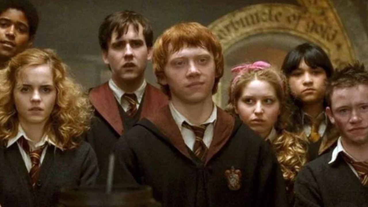 Cave portrayed the eccentric love interest of Rupert Grint’s character Ron Weasley (centre).