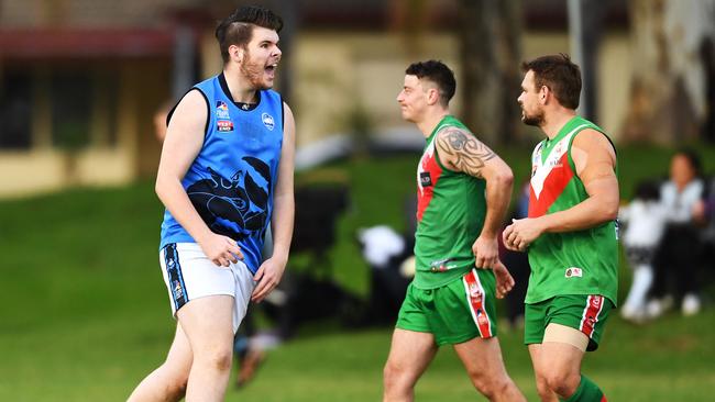 Action from a Flinders University v Mitchell Park match last season. Picture: AAP/Mark Brake