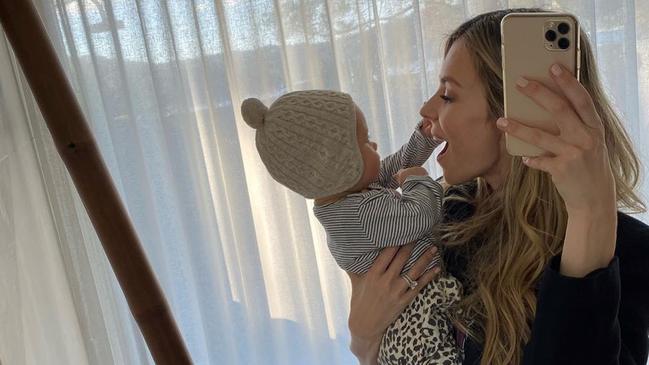 Jennifer Hawkins is enjoying spending time with baby Frankie. Picture: Instagram