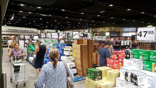 People shopping in Dan Murphy's bottle shop in Manly Vale, Sydney. Picture: Damian Shaw