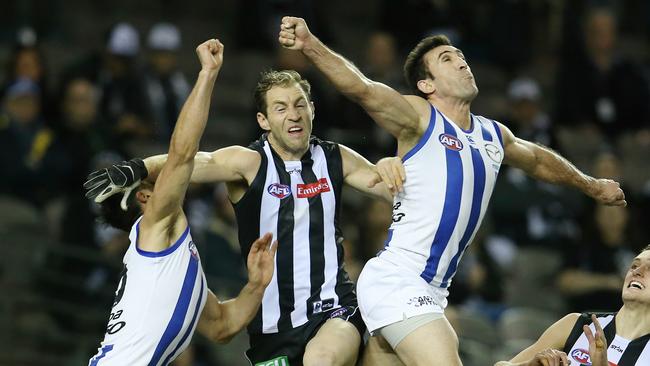 Travis Cloke constantly had to compete against two, three and even four defenders. Picture: Michael Klein