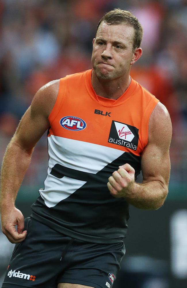 Steve Johnson kicked five goals against the Hawks. Picture. Phil Hillyard