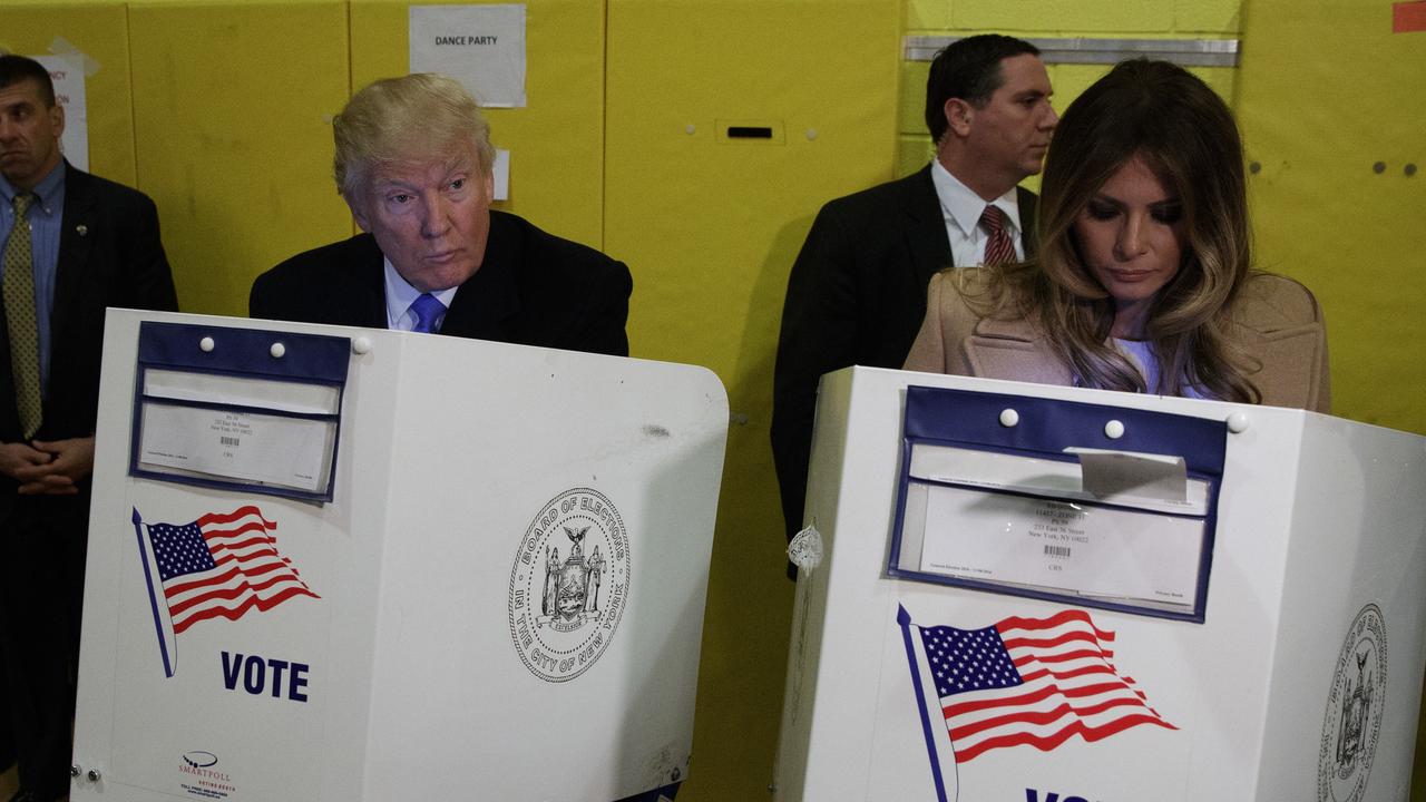 Republican presidential candidate Donald Trump, and his wife Melania, cast their ballots in New York. Picture: AP